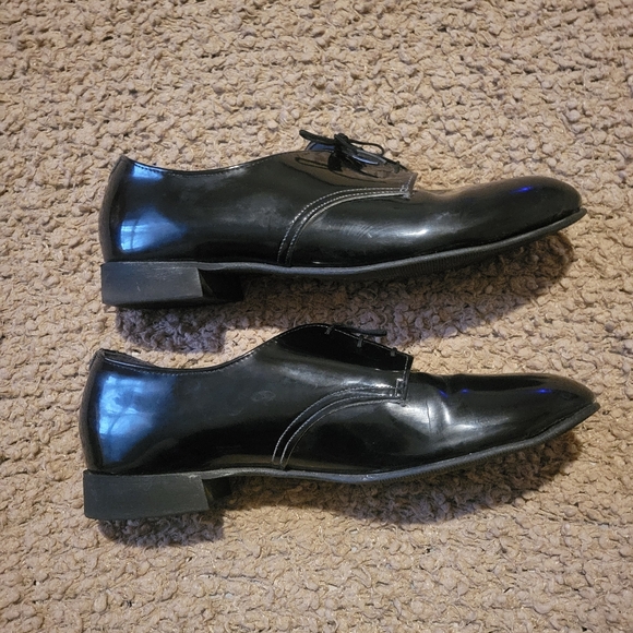 VIBRAM Pointed Toe Shiny Dress Shoes Black Size 10.5 - Picture 9 of 14